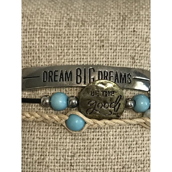 Dream Big Dreams bracelets sliders‎ blue pearl beads Cord Adjustable - Picture 1 of 4